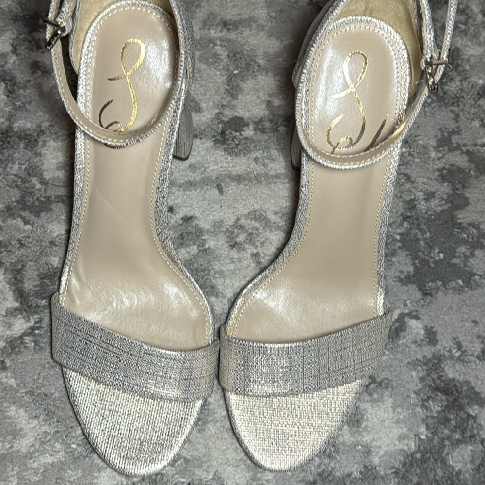 Sam Edelman Yaro Block Heel Sandals Champagne/Light Gold Size 8 New - Picture 4 of 6